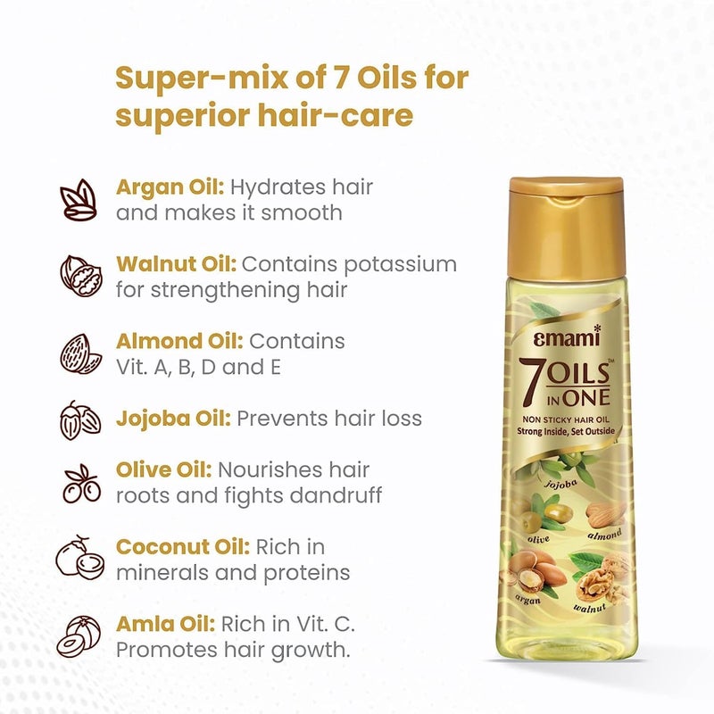 Emami 7 Oils in One Hair Oil, Non-Sticky, Strong Inside and Set Outside - 300ml - Image 4